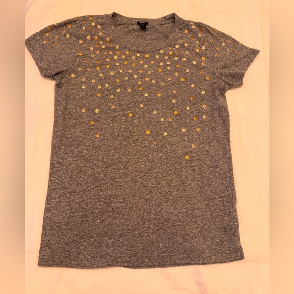 J. Crew Gold Polka Dot Short Sleeve Tee XS NWOT - Picture 2 of 6